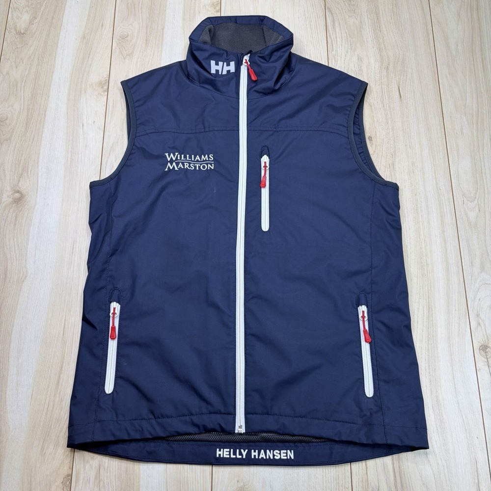 Helly Hansen Mens Crew Vest 2.0 Full Zip Navy Blue Size Medium Logo